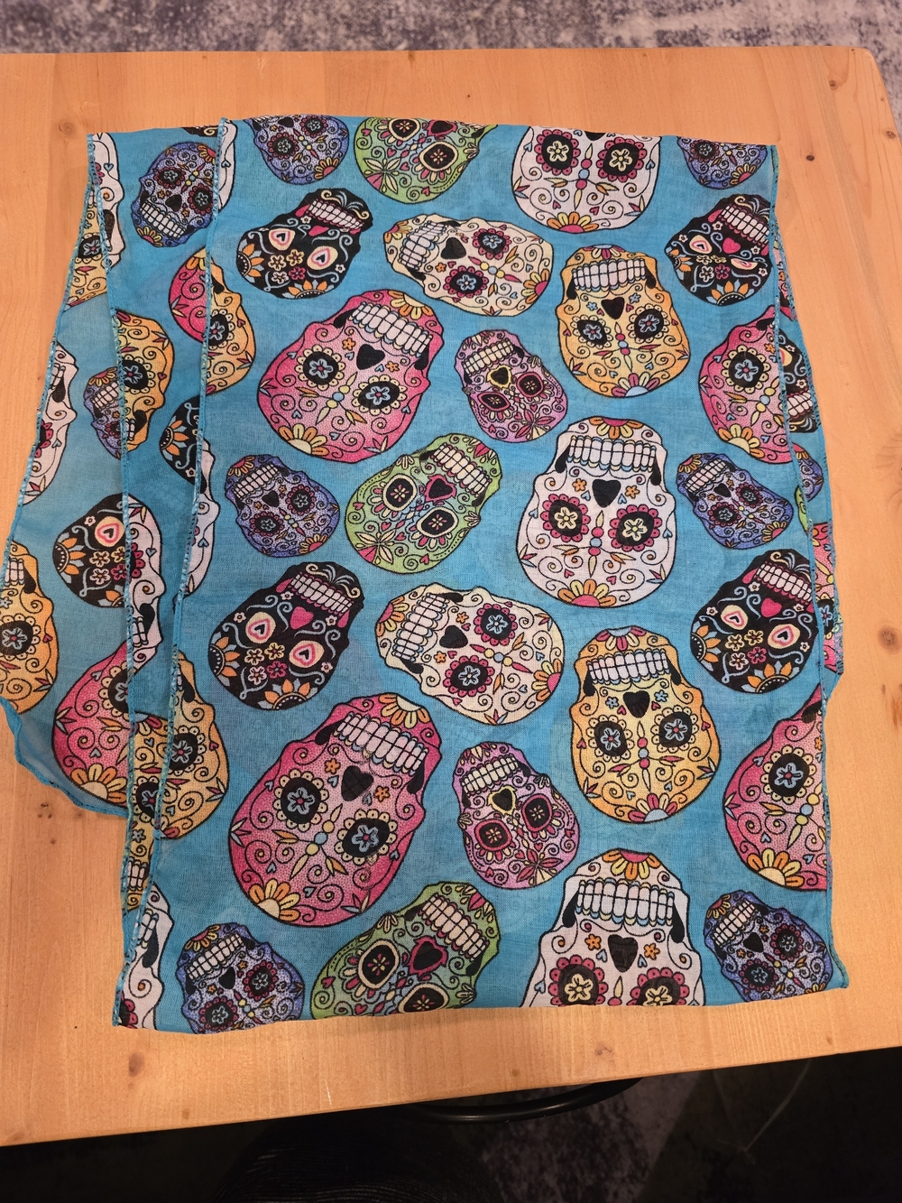 Blue Sugar Skull Scarf - Women Accessories